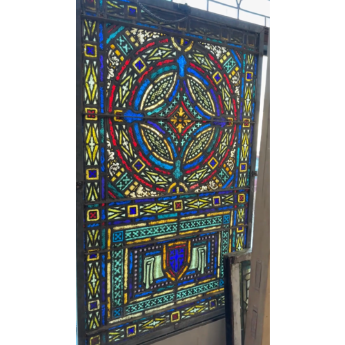 1800's German Hand Painted/Stained Glass Window