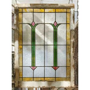 Two Tulip + Yellow Border Stained Glass Window Two Tulip + Yellow Border Stained Glass Window