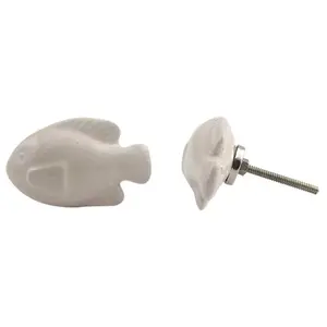 Cream Fish Ceramic Drawer Knob