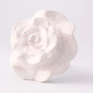 White And Pink Rose Crackle Ceramic Knob