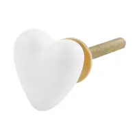 White Heart Ceramic Cabinet Knob