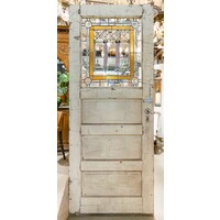 Large Frank Lloyd Wright Inspired Stained Glass Door