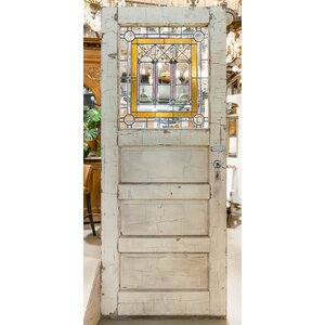 Large Frank Lloyd Wright Inspired Stained Glass Door