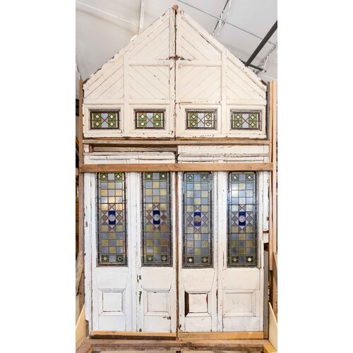 1800's English Stained Glass Panels w/ Transom 1800's English Stained Glass Panels w/ Transom