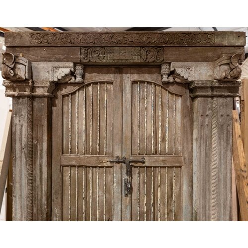 Large Traditional Hand Carved Teak Wood Double  Doors  with Frame