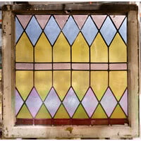 Blue Diamond Cut Stained Glass Window