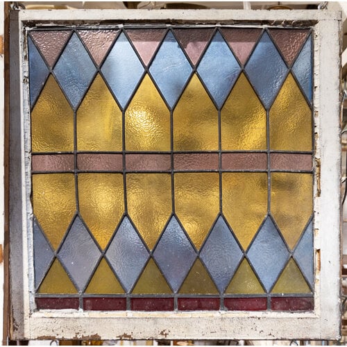 Blue Diamond Cut Stained Glass Window Blue Diamond Cut Stained Glass Window