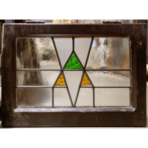 English Stained Glass- Yellow And Green Triangles English Stained Glass- Yellow And Green Triangles