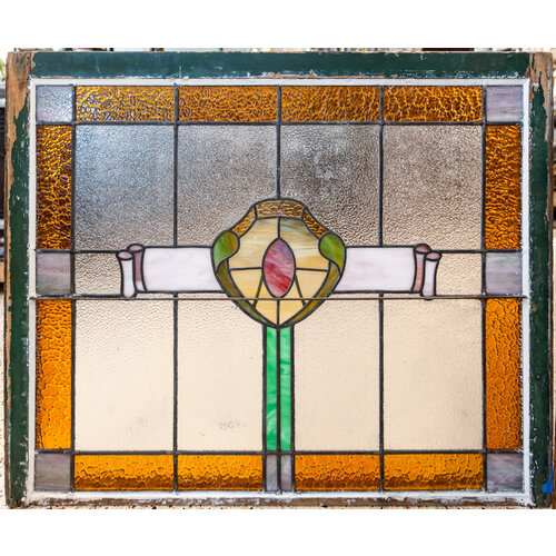 Amber + Scrolls Stained Glass Window