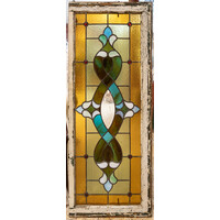 Blue + Amber Border Stained Glass