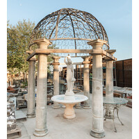 Steel Dome Gazebo with 6 Stone Pillars