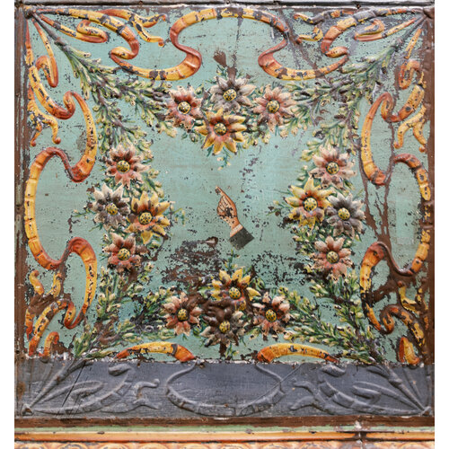 1800's Hand Painted French Stamped Tin