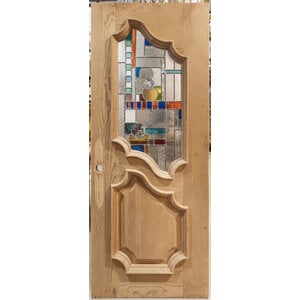 1 Panel Door with Frank Lloyd  Inspired Stained Glass Design