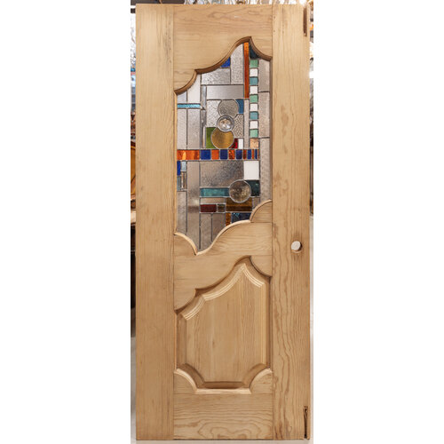 1 Panel Door with Frank Lloyd  Inspired Stained Glass Design