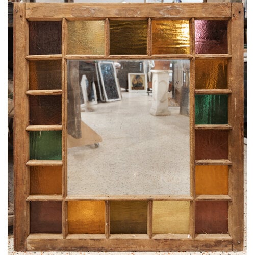 Yellow + Red + Green Wavy Glass Queen Anne Window Yellow + Red + Green Wavy Glass Queen Anne Window