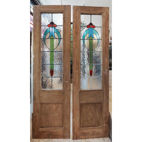 Crescent Moon Stained Glass Double Doors from England
