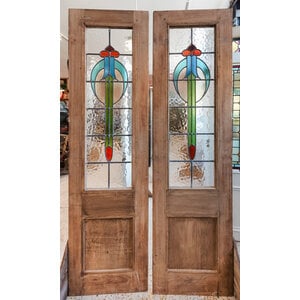 Crescent Moon Stained Glass Double Doors from England