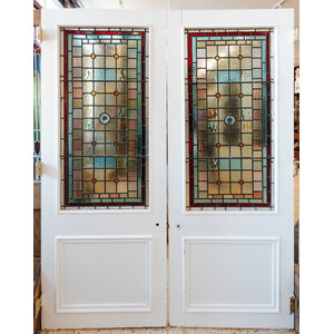 Multi-Colored Victorian Stained Glass Double Doors from England