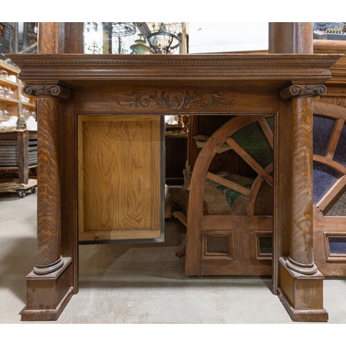 Tiger Wood Oak Mantel with Mirror