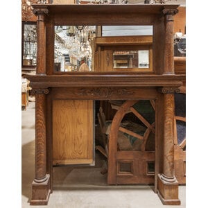 Tiger Wood Oak Mantel with Mirror