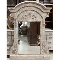 Indian Arched Top Grey Wood Mirror