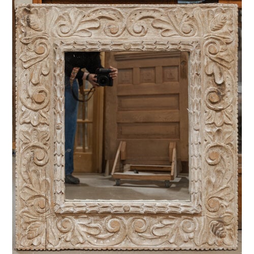 Mirrored Vintage Hand Carved Teak Frame