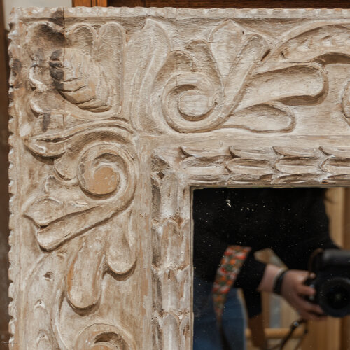 Mirrored Vintage Hand Carved Teak Frame
