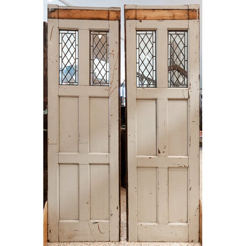 Diamond Cut Leaded Glass + 4 Panel Double Doors from England