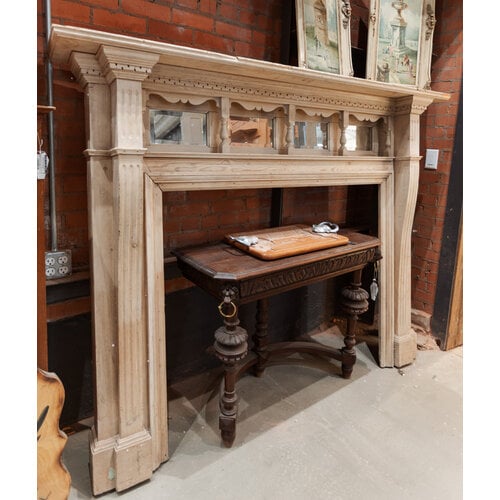 Stripped Hand Carved + Beveled Mirror Mantel from England Stripped Hand Carved + Beveled Mirror Mantel from England