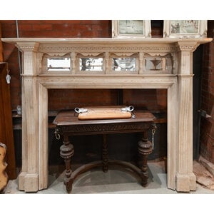 Stripped Hand Carved + Beveled Mirror Mantel from England Stripped Hand Carved + Beveled Mirror Mantel from England