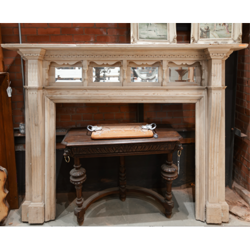 Stripped Hand Carved + Beveled Mirror Mantel from England Stripped Hand Carved + Beveled Mirror Mantel from England