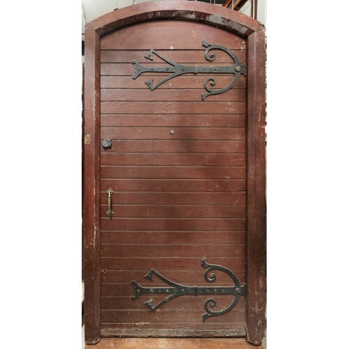 Arched Gothic Revival Door w/ Iron Strap Hinges