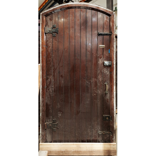 Arched Gothic Revival Door w/ Iron Strap Hinges