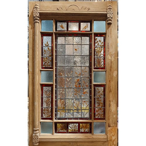 Hand Painted Stained Glass Eastlake door by D. Abney.
Hand Painted Stained Glass Eastlake door by D. Abney.