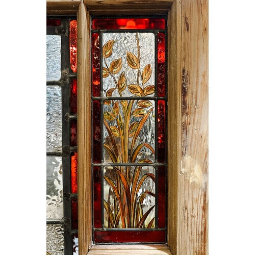 Hand Painted Stained Glass Eastlake door by D. Abney.
Hand Painted Stained Glass Eastlake door by D. Abney.