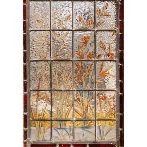 Hand Painted Stained Glass Eastlake door by D. Abney.
Hand Painted Stained Glass Eastlake door by D. Abney.