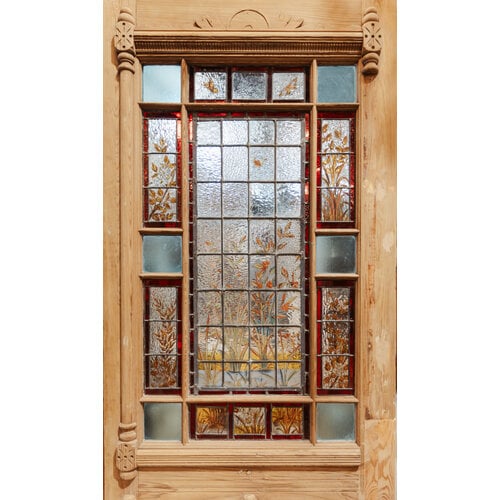 Hand Painted Stained Glass Eastlake door by D. Abney.
Hand Painted Stained Glass Eastlake door by D. Abney.