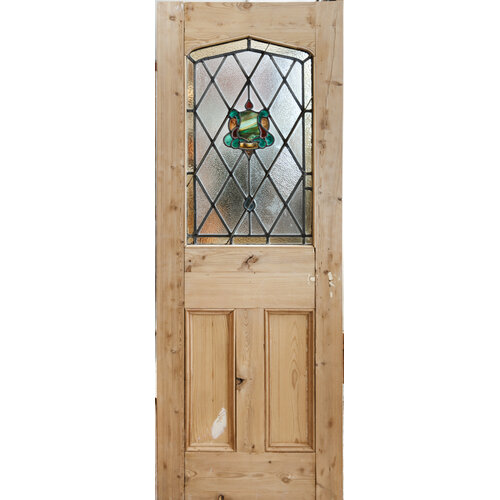 English Arts & Crafts door with Tudor Revival leaded glass