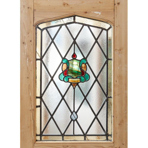 English Arts & Crafts door with Tudor Revival leaded glass