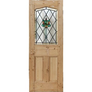 English Arts & Crafts door with Tudor Revival leaded glass