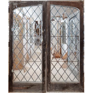 Diamond Leaded Glass Double Doors