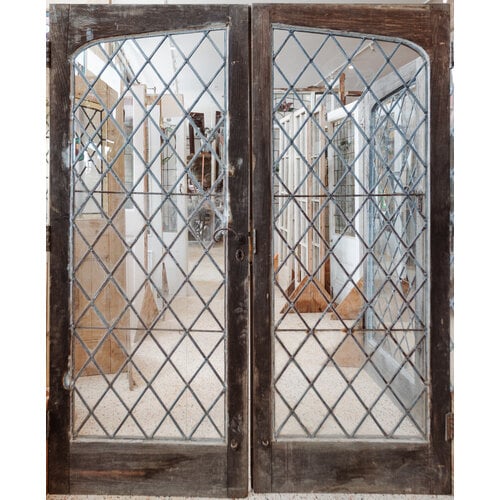 Diamond Leaded Glass Double Doors