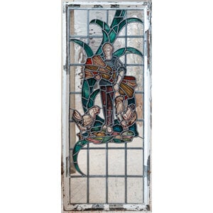 Picking up Straw Hand Painted and Fired Stained Glass Casement Window
