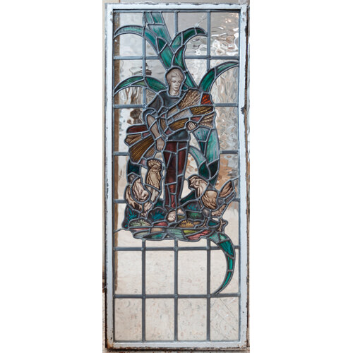 Picking up Straw Hand Painted and Fired Stained Glass Casement Window