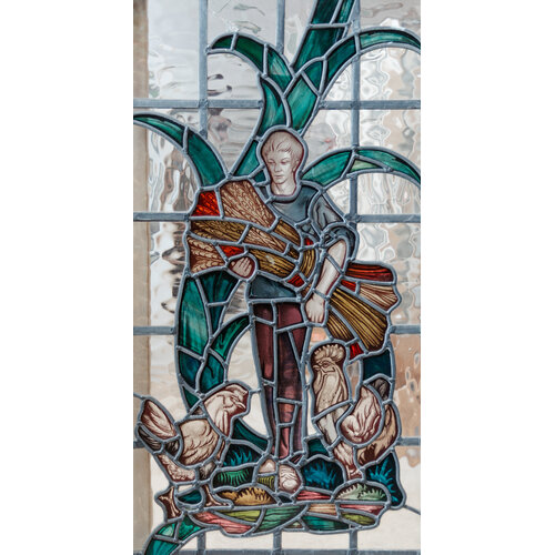Picking up Straw Hand Painted and Fired Stained Glass Casement Window