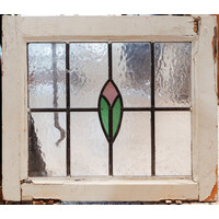 Green and Pink Bud Stained Glass window - England