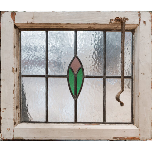 Green and Pink Bud Stained Glass window - England Green and Pink Bud Stained Glass window - England
