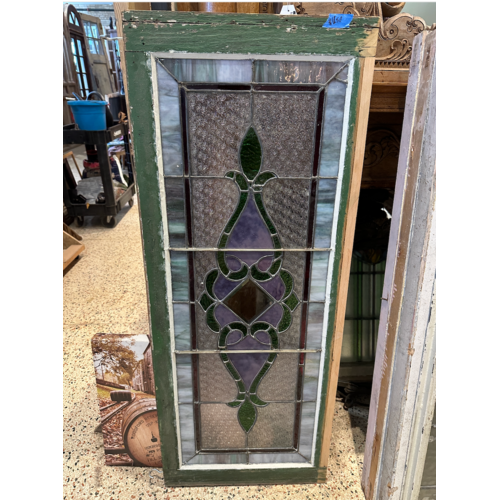 Green and Purple Stained Glass with Beveled Glass Green and Purple Stained Glass with Beveled Glass
