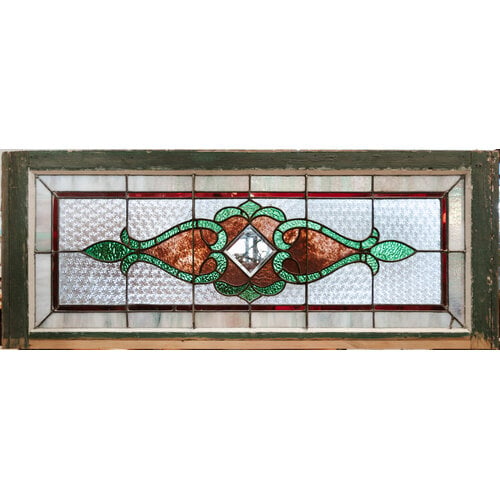Green and Purple Stained Glass with Beveled Glass Green and Purple Stained Glass with Beveled Glass