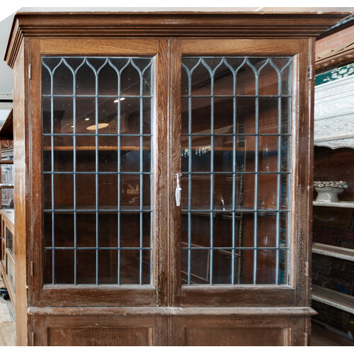 Leaded Glass Display Cabinet From England Leaded Glass Display Cabinet From England
